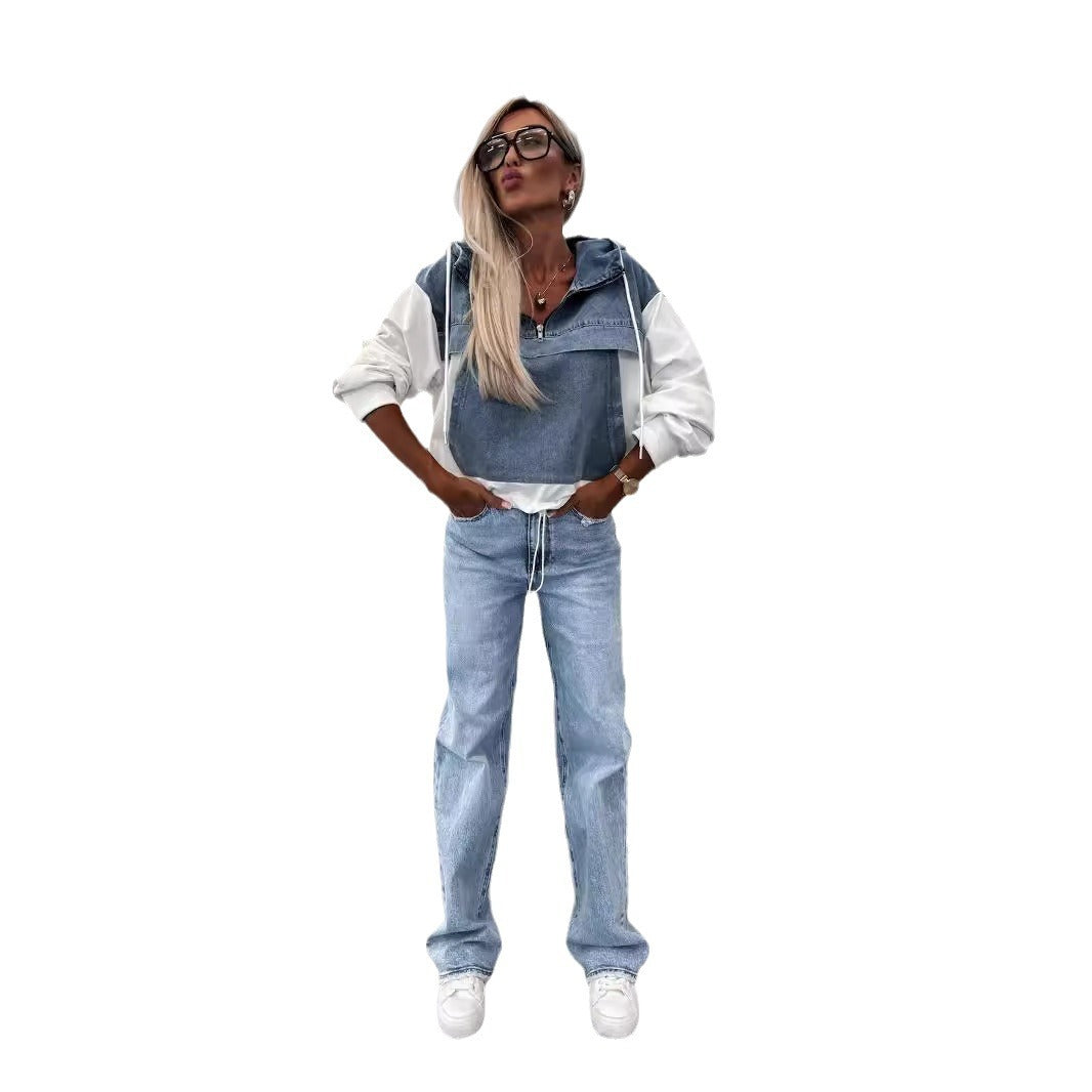 Women's Autumn Fashion Loose Casual Washing Denim Sweaters