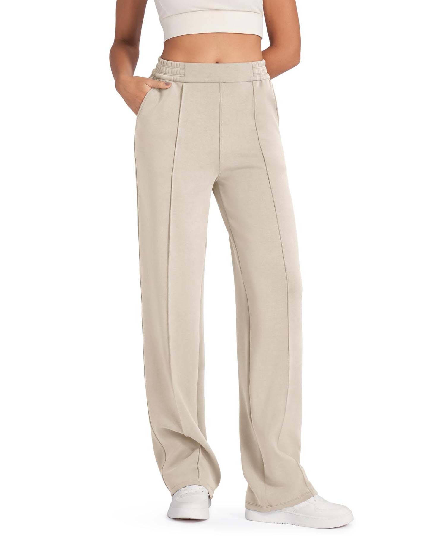 Women's Elastic High Waist Black Straight With Pants