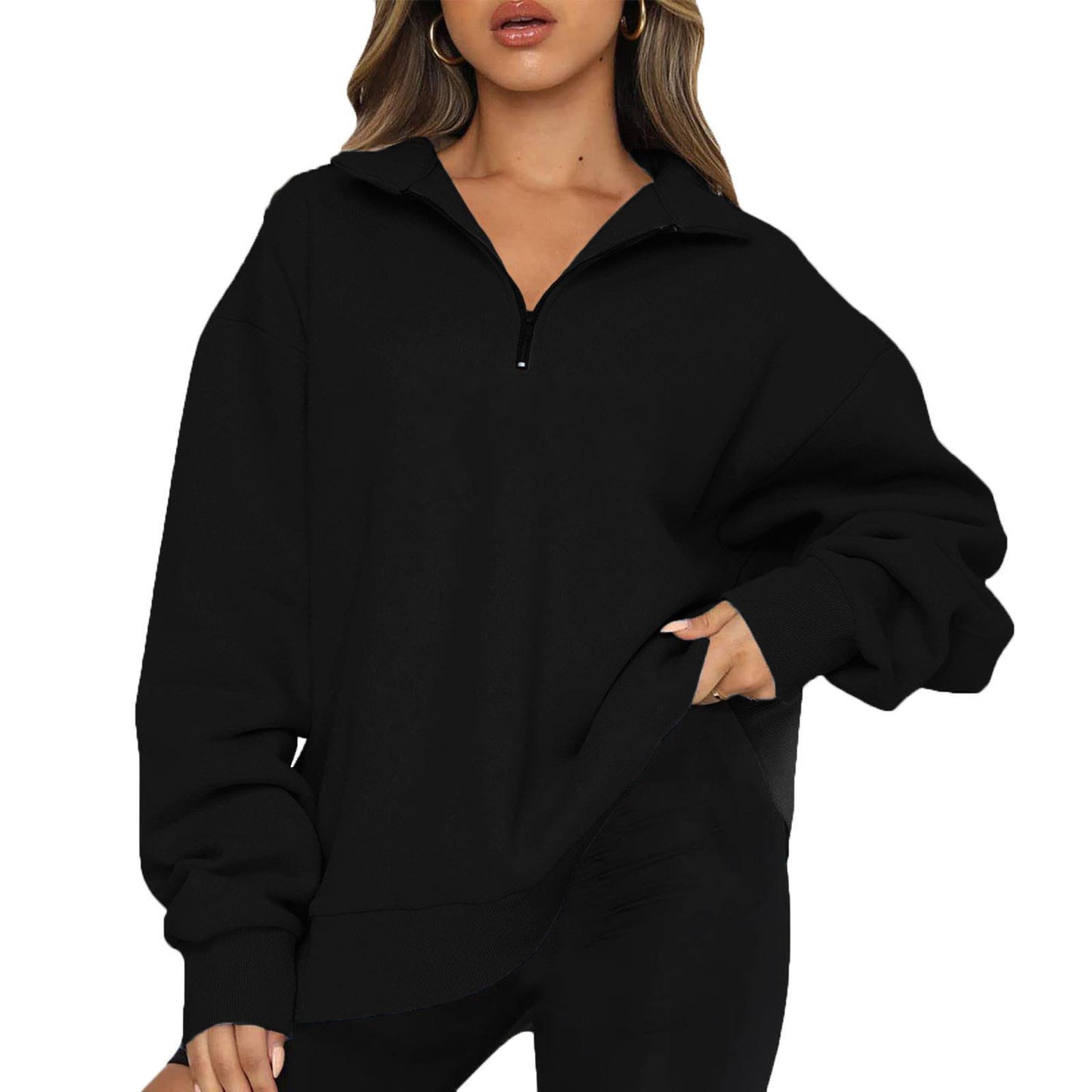 Women's Casual Half Zipper Pullover Long Sleeve Women's Sweater, Sweater