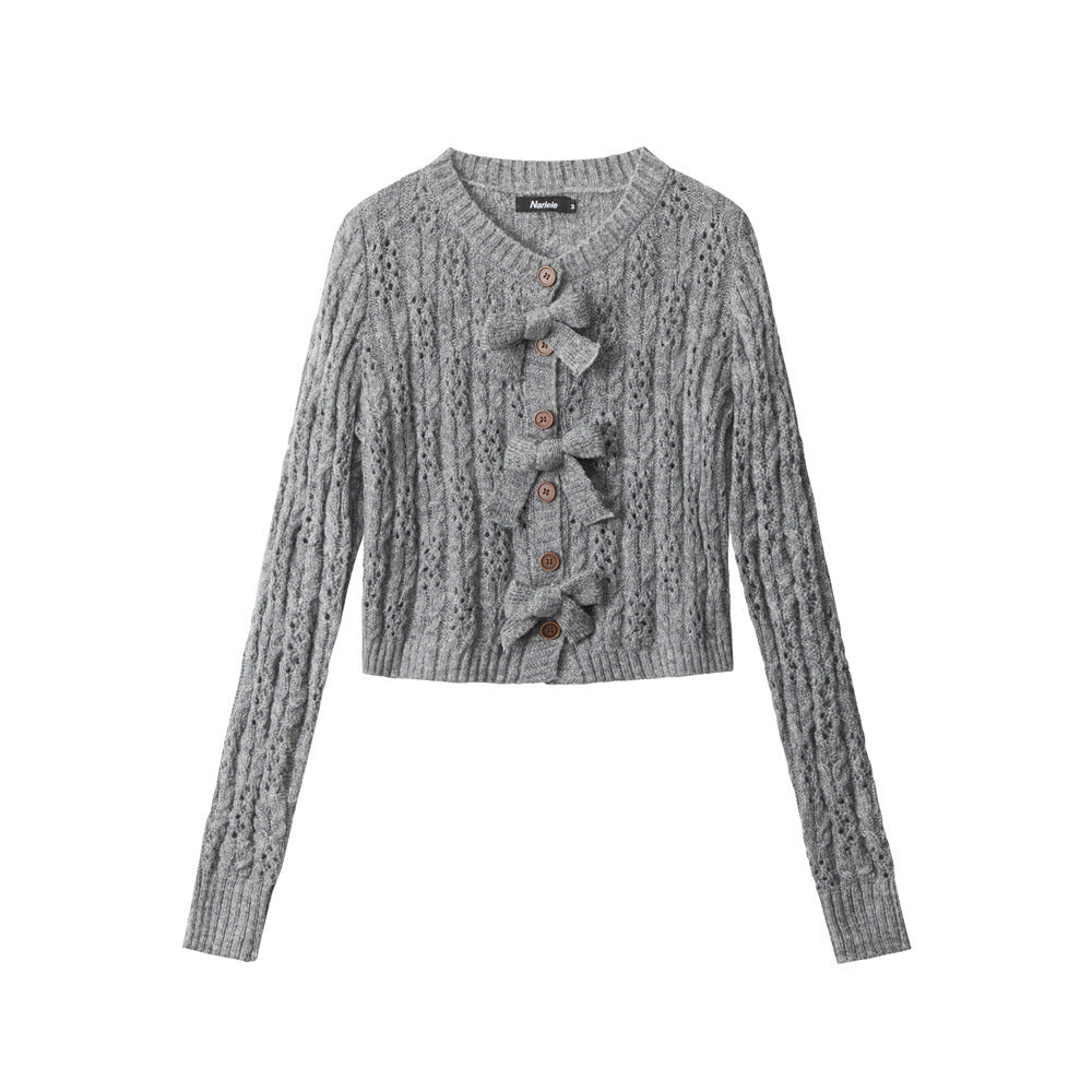 Women's Red Bow Long-sleeved Inner Wear Base Knitwear