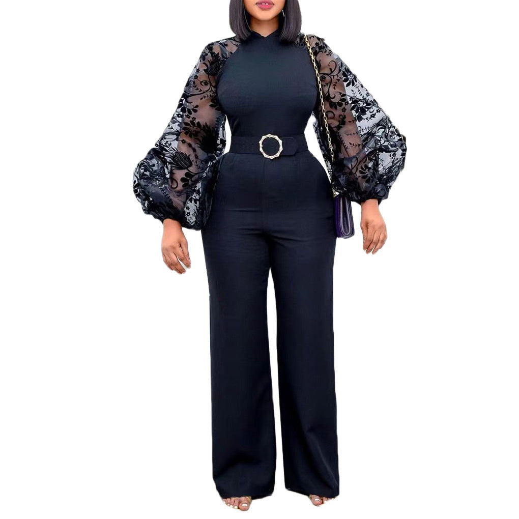 Women's Gauze Lantern Sleeve Slim African Pants