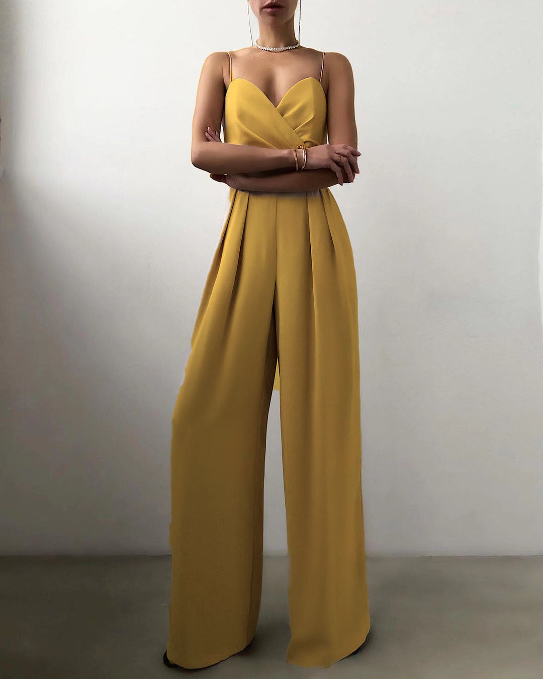 Women's Attractive Sling Waist Straight Knitted Jumpsuits
