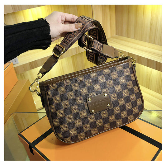 Women's Wide Strap Letters Printing Stylish Underarm Shoulder Bags