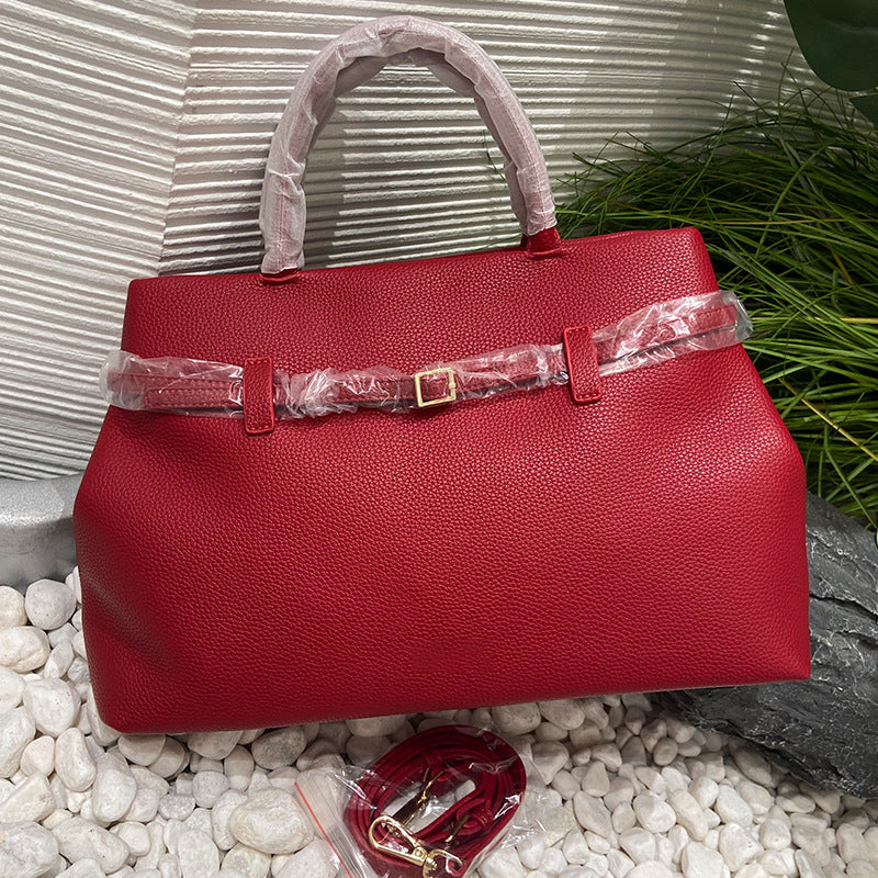 High-grade Soft Leather Lychee Pattern Solid Crossbody Bags