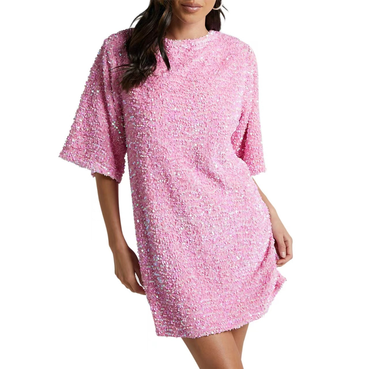 Veet Sequin Fashion Elegant Backless Sleeve Dresses