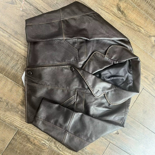 Women's Trendy Attractive Retro Lapels Leather Coats