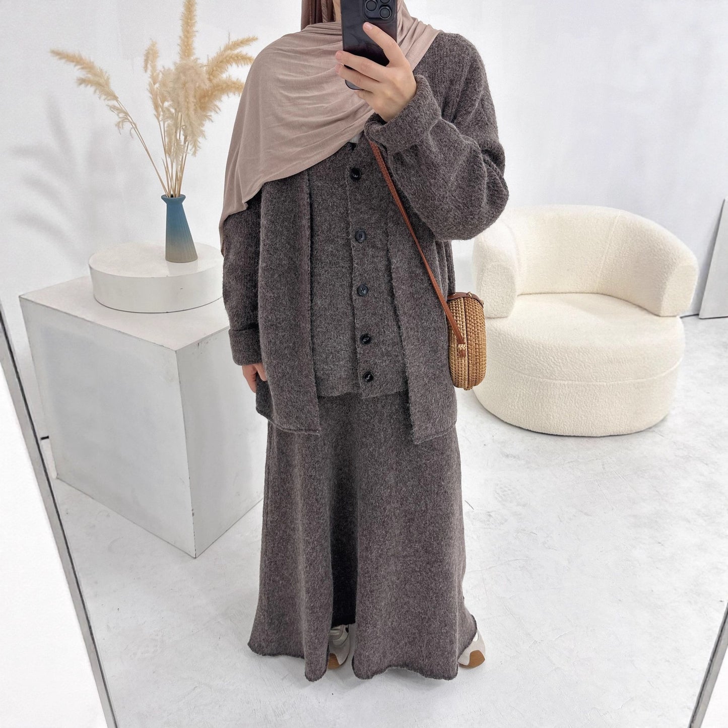 Turkey Thickened Knitting Solid Color Three-piece Suits