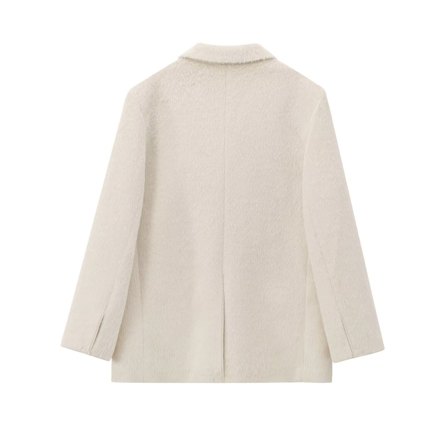 Women's Lapel Long Sleeve Faux Fur Effect Blazers
