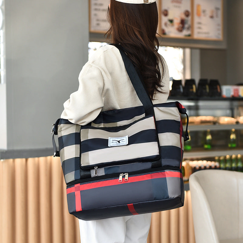 Foldable Plaid Fashion Large Capacity Trip Travel Bags