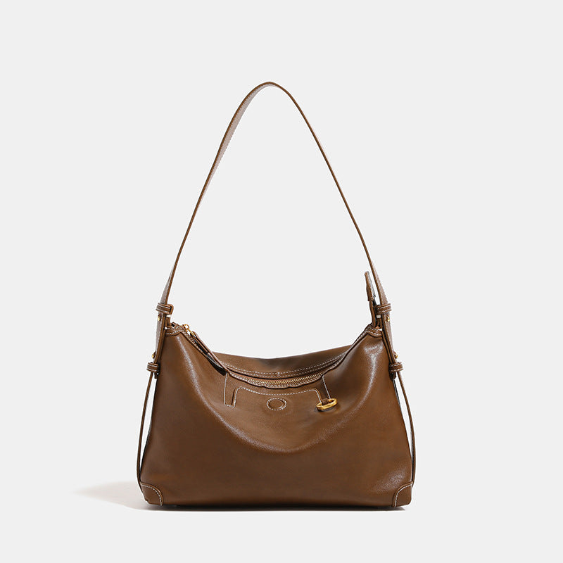 Women's Vegetable Tanning Leather Textured Suede Underarm Bags