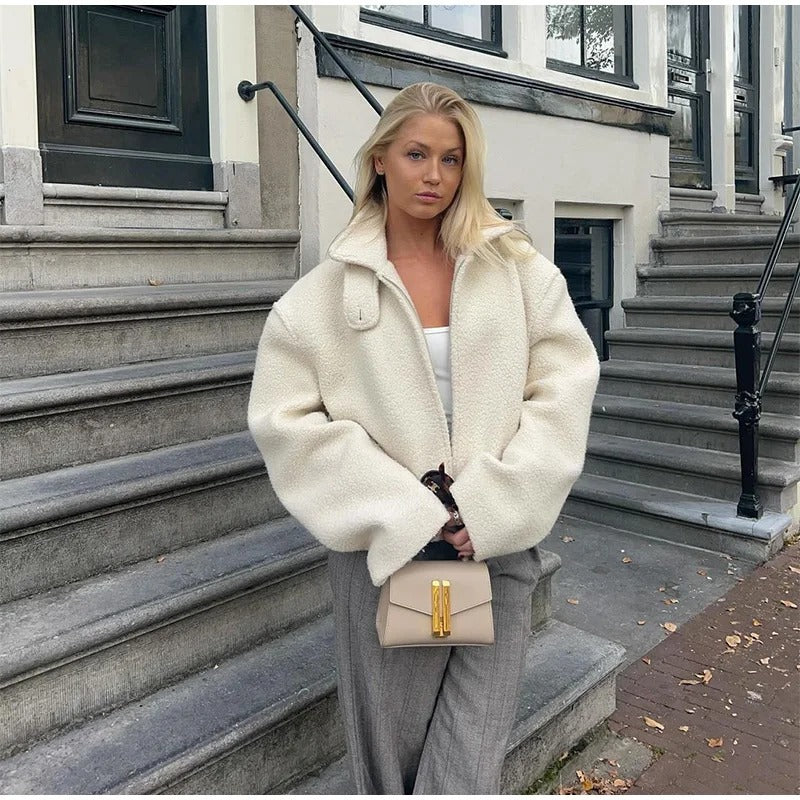 Women's Lamb Wool Thickened Thermal Zipper Long Jackets