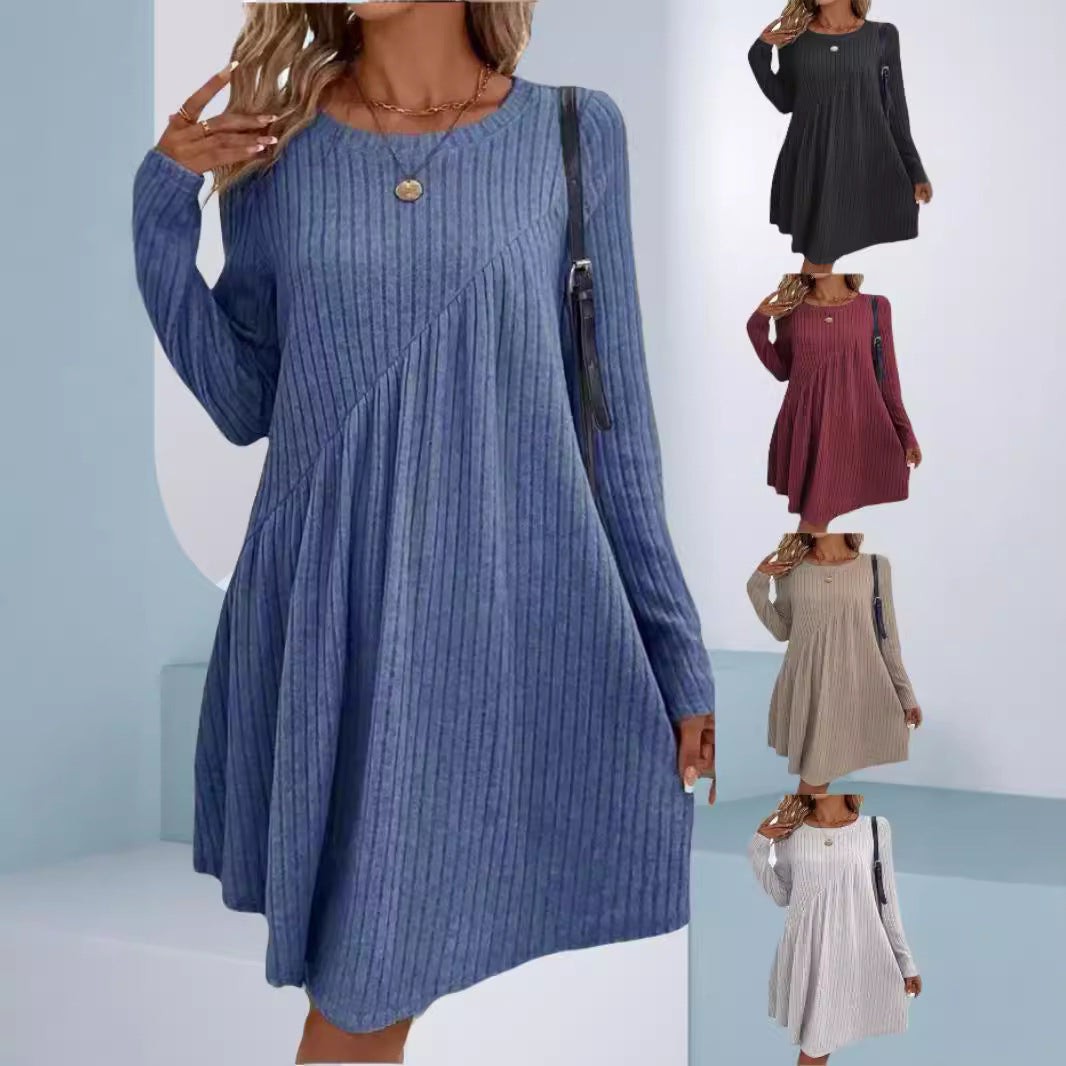 Women's Bohemian Irregular Brushed Sunken Stripe Solid Clothing