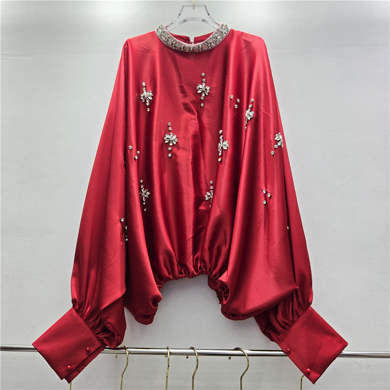 Women's Personality Diamond Loose Shirt Autumn Niche Design Blouses