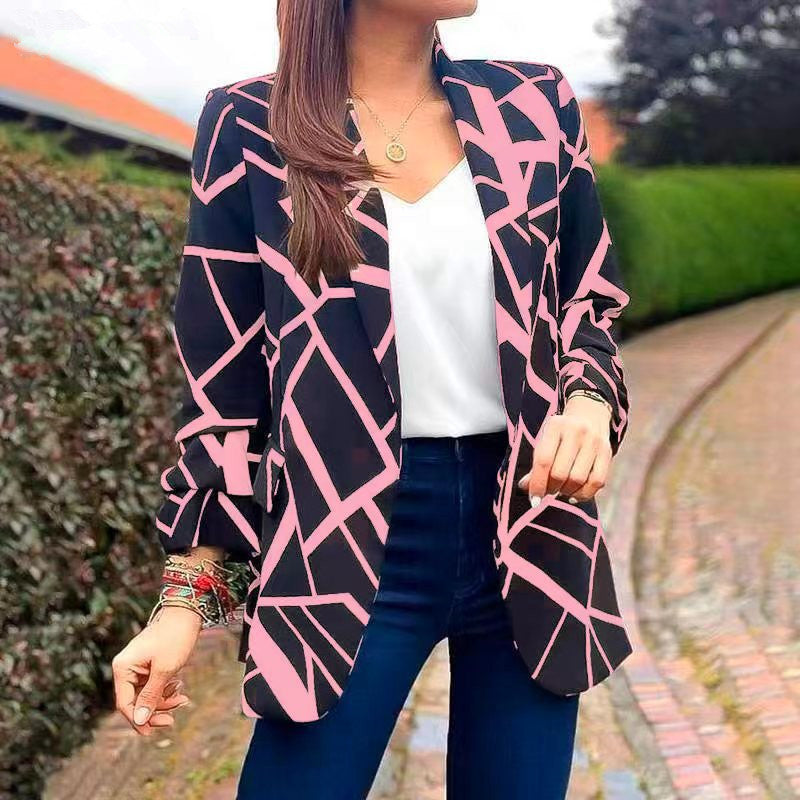 Fashion Printed Collar Without Buckle Business Small Suit