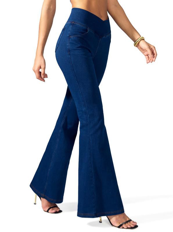 Women's Fashionable High Waist Skinny Elastic Cross Jeans