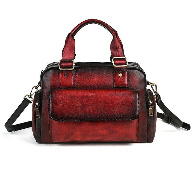 Women's First Layer Cowhide Large Capacity Handmade Brushed Crossbody Bags