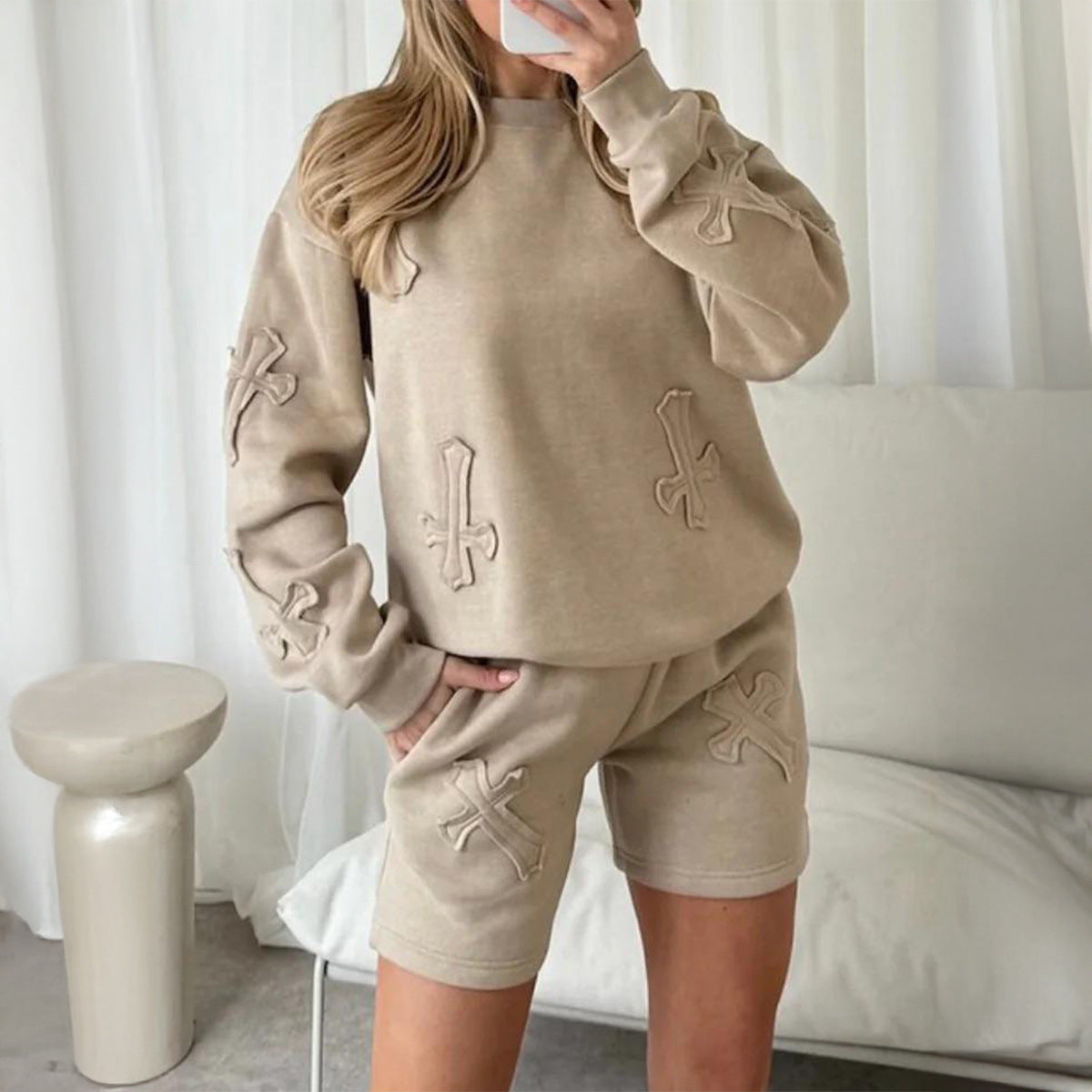 Women's Sports Long Sleeve Fleece Two-piece Suits