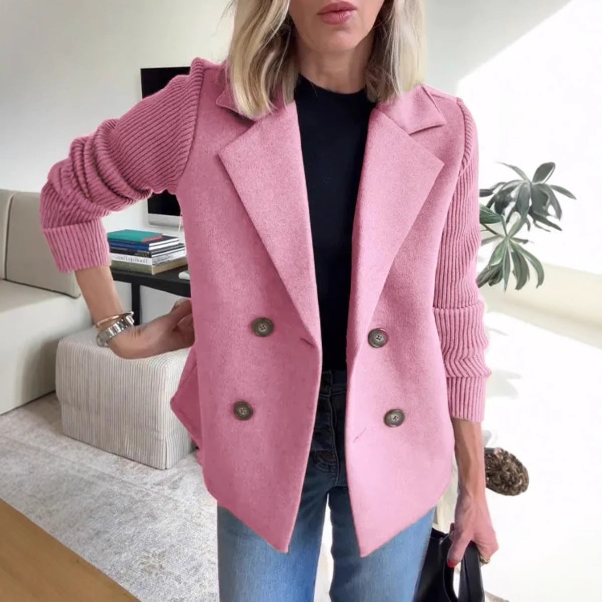Popular Women's Spring Collar Casual Woolen Tops