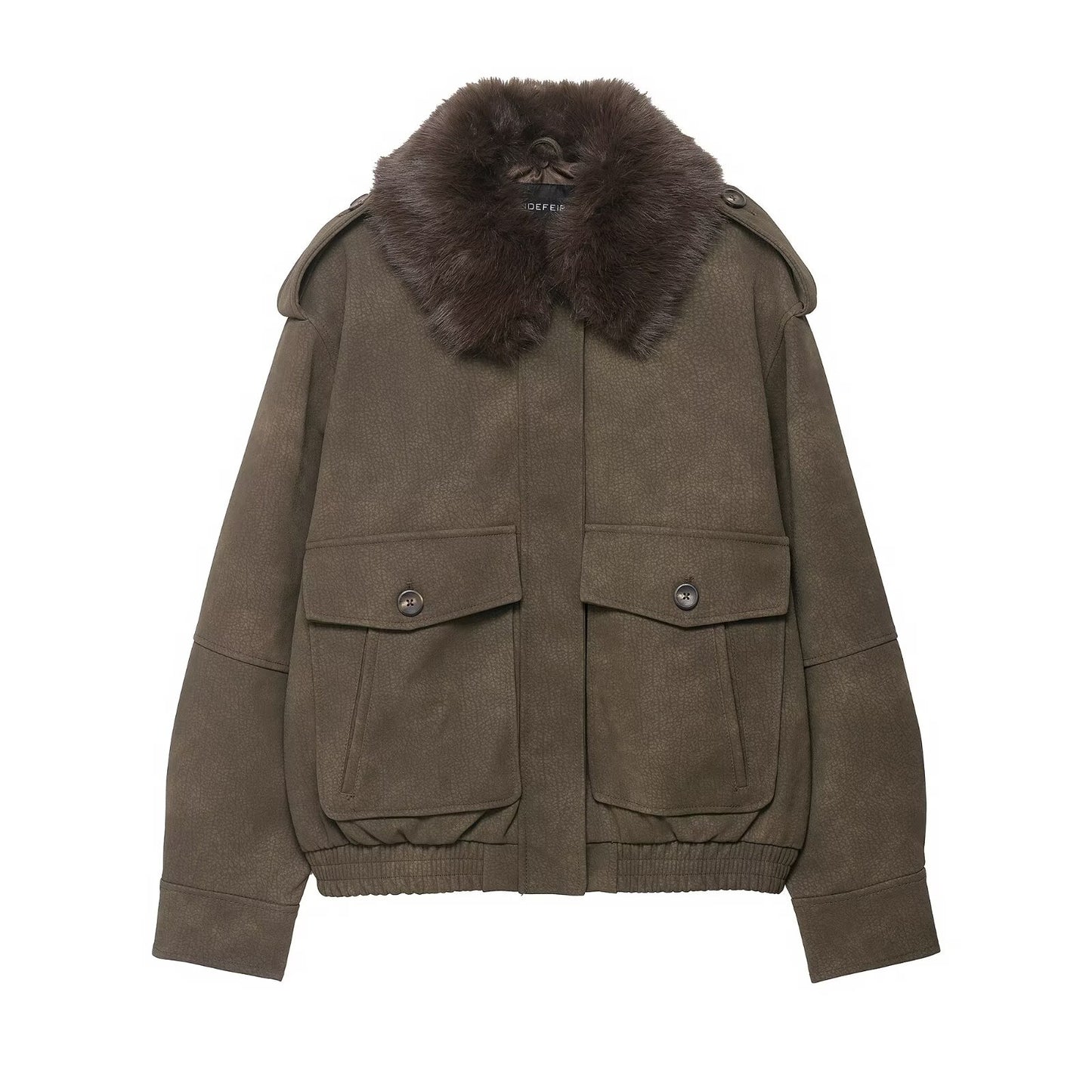 Women's Versatile Suede Effect Detachable Neckline Jackets