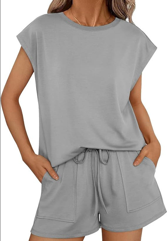 Women's Round Neck Loose Sleeves Two-piece Fashion Casual Suit
