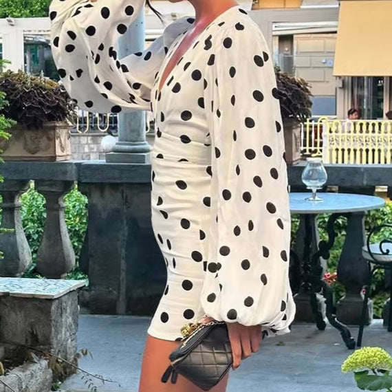 Women's Dot Element Deep Hot Slim Slimming Flared Sleeves Shorts
