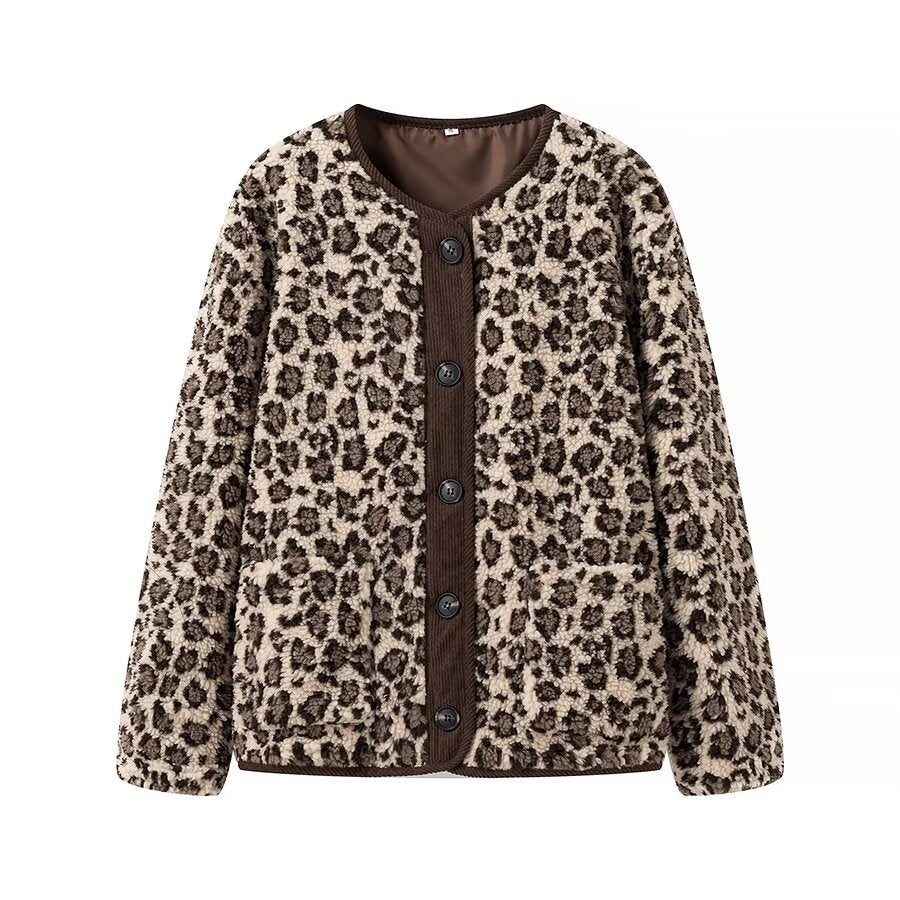 Women's American Leopard Print Casual Loose Long Coats