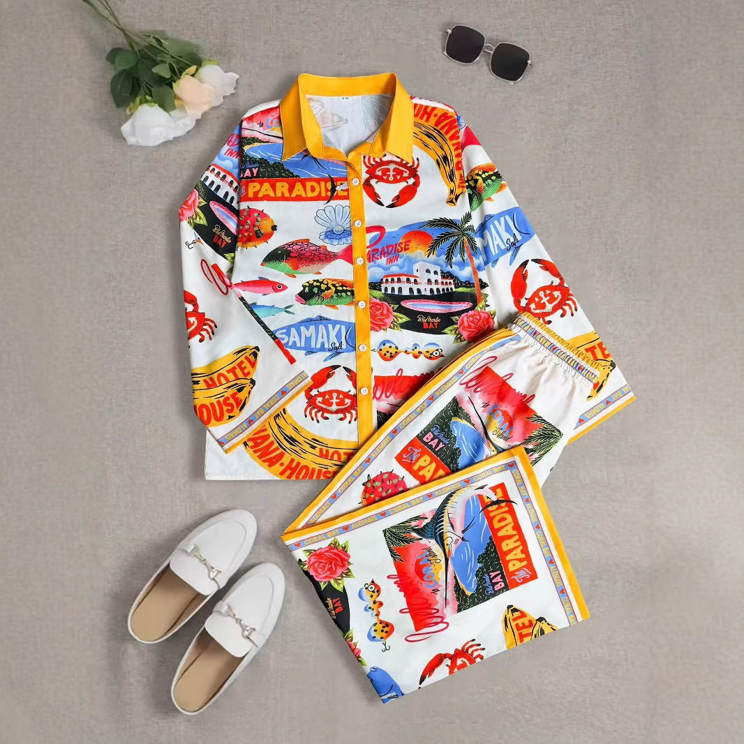 Women's Style Cruise Wear Seaside Tropical Printing Suits