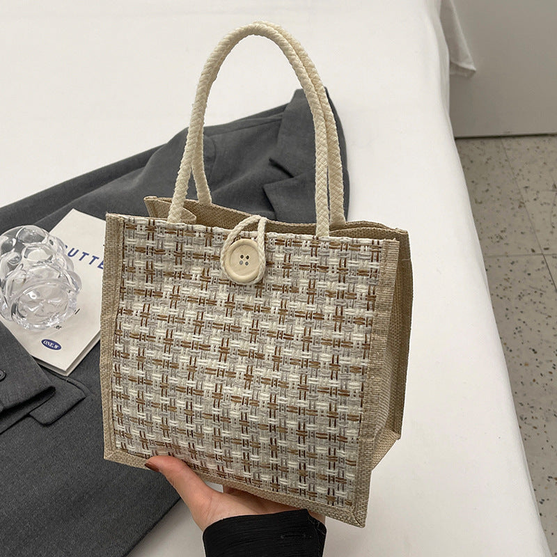 Linen Woven Fashion Lunch Box Pouch Shoulder Bags