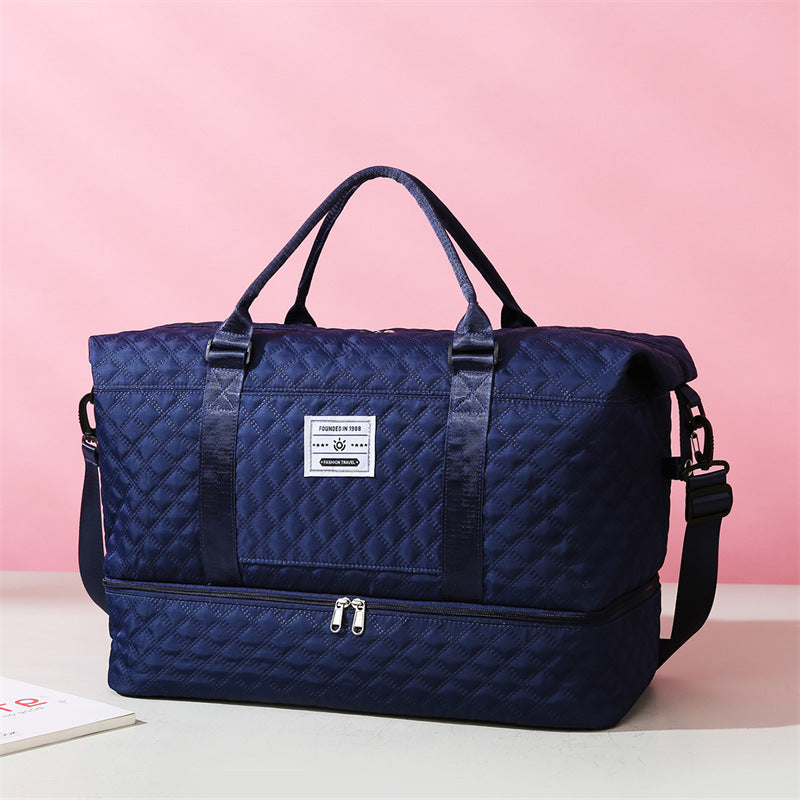 Short-distance Rhombus Dry Wet Separation Yoga Fitness Large Capacity Travel Bags