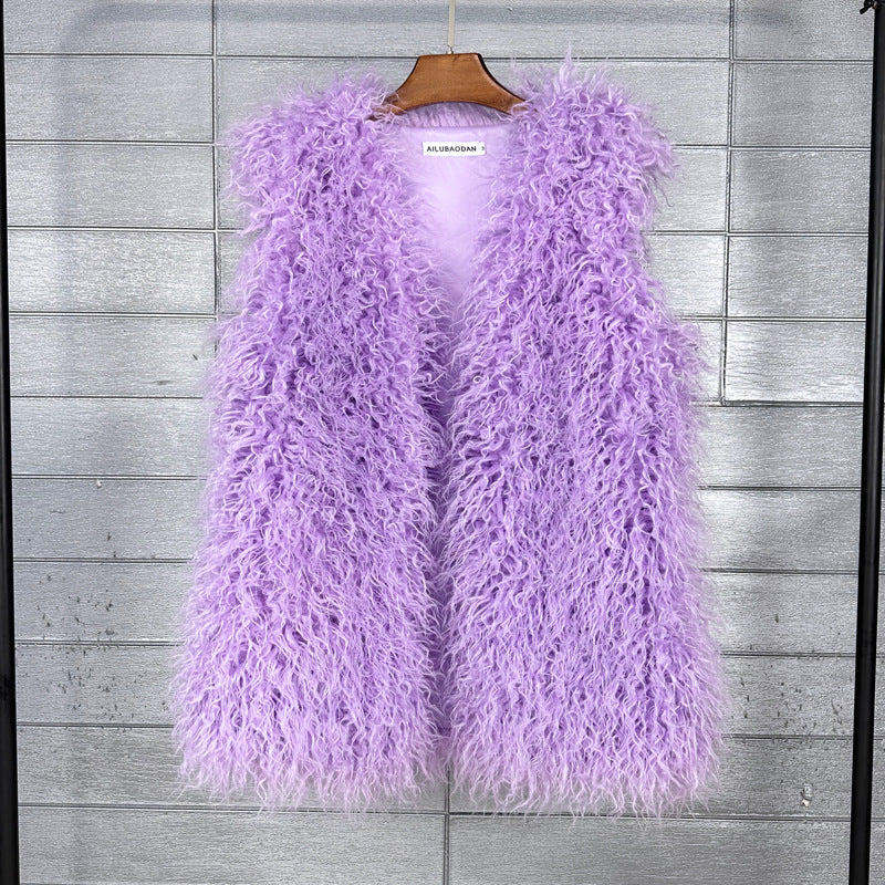 Women's Imitated Tibet Sheep Fur Mid-length Faux Coats