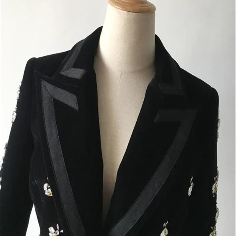 Classic Veet Beaded Bee Mid-length Female Blazers