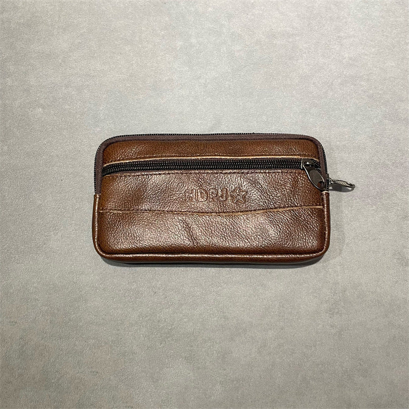 Men's Single-layer Leather Construction Site Mobile Cowhide Men's Waist Packs