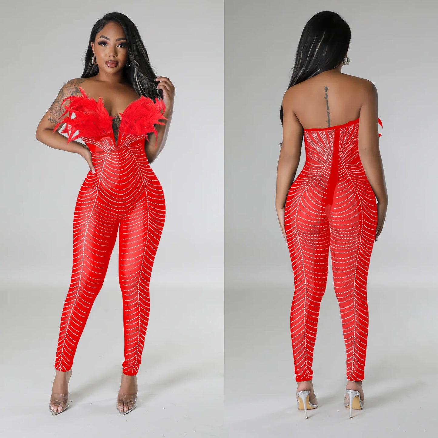 Women's Fashion Wear Solid Color Sexy Mesh Hot Suits