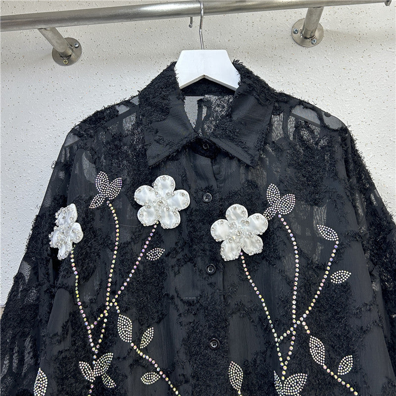 Women's Lapel Single Breasted Long Sleeve Mid-length Blouses