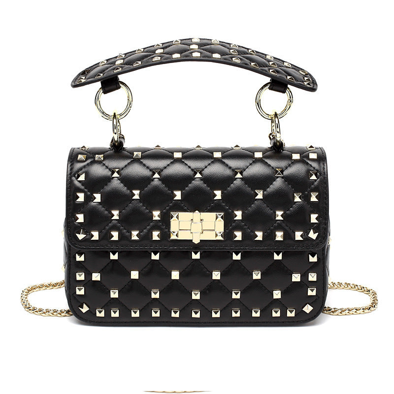 Women's Leather Rhombus Chain Rivet Portable Bags
