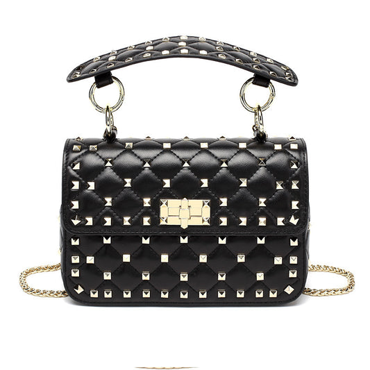 Women's Leather Rhombus Chain Rivet Portable Bags