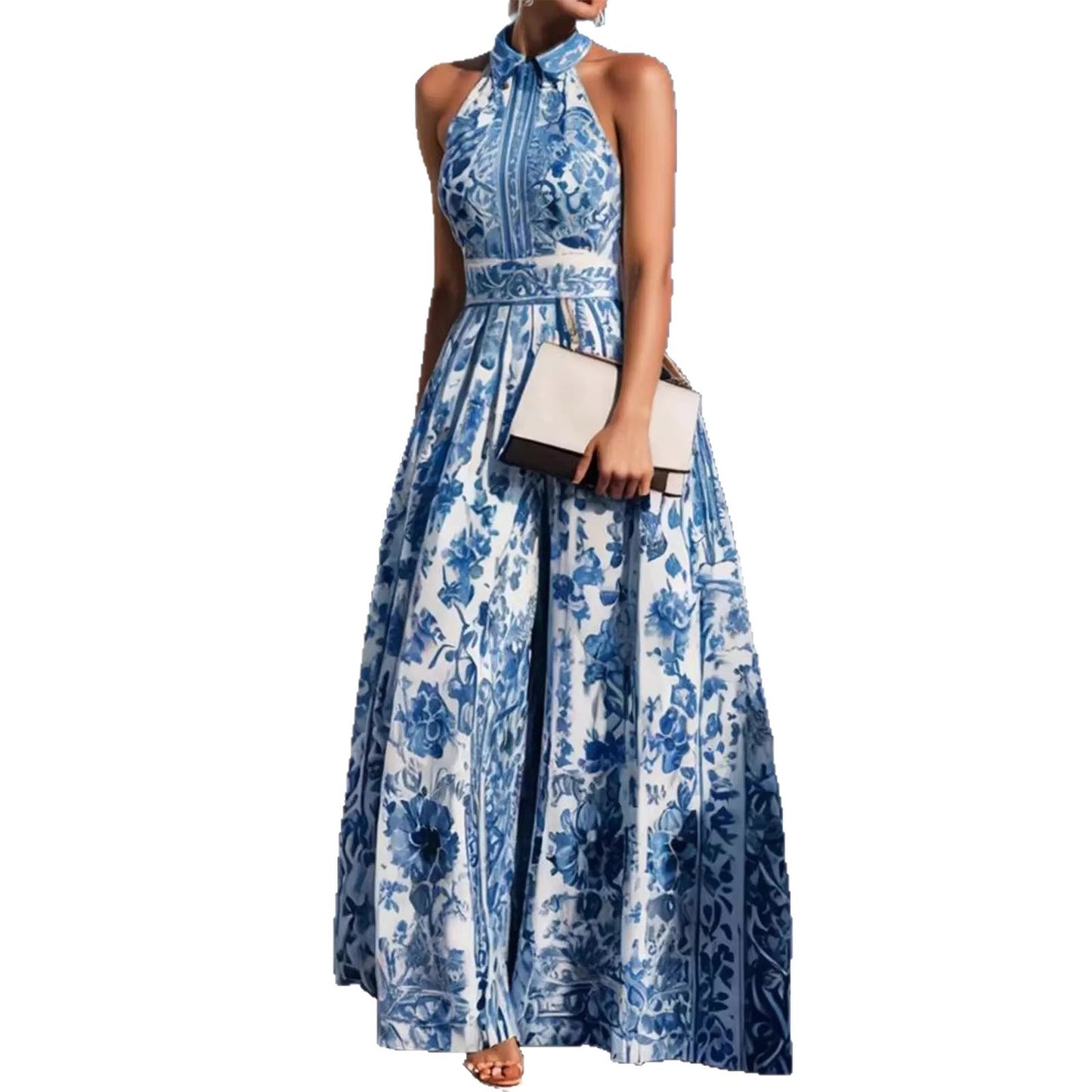 Stylish Women's Fashion Elegant Flowers Printed Dress