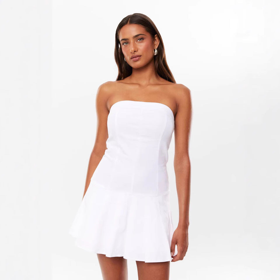 Women's Chest Summer Strapless Pleated Slim Fit Elegant Skirts
