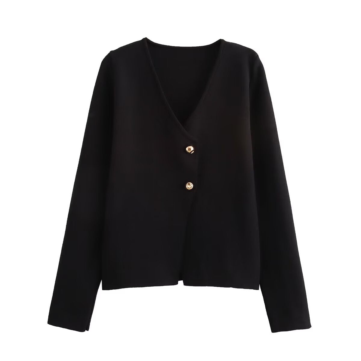 Women's Gold Decorated Row Button Long Sleeve Blouses