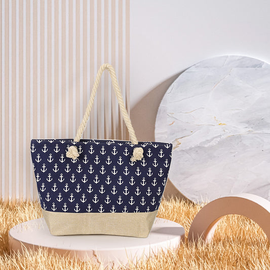 Women's Underarm Large Capacity Canvas Striped Beach Tote Bags