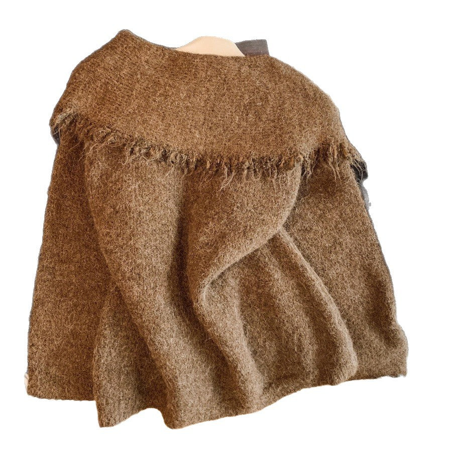 Women's Coffee Color Bowknot Atmosphere Loose Lazy Sweaters