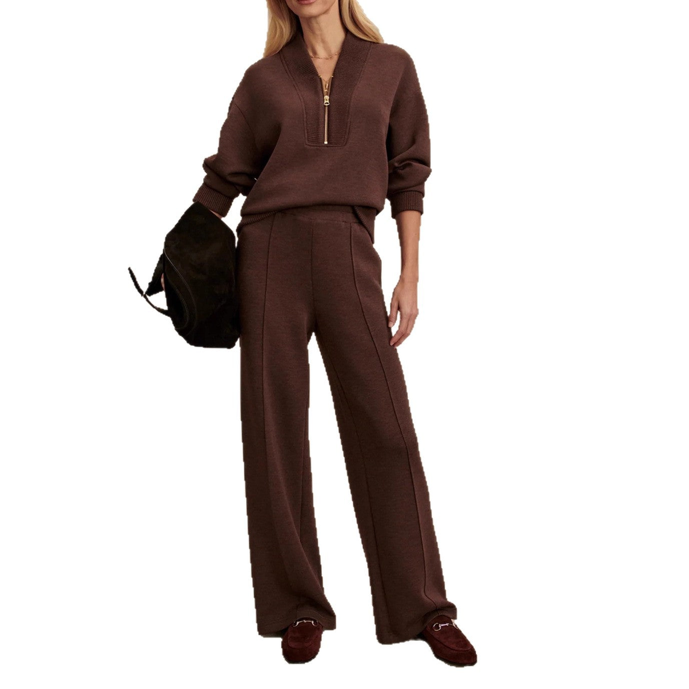 Women's Autumn Zipper Casual Simple Knitting Fashion Suits