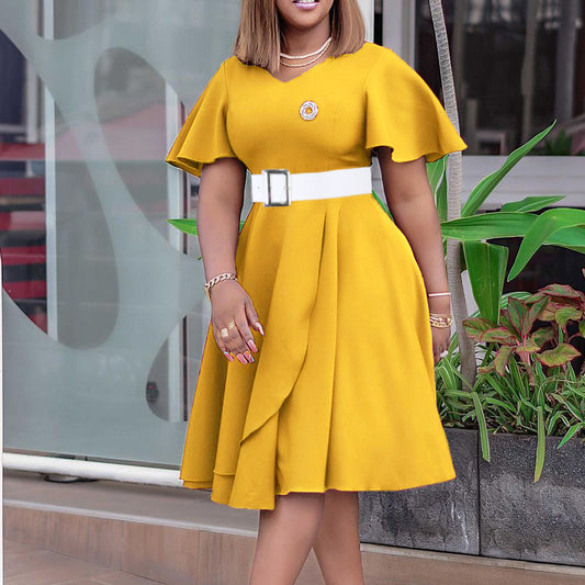 Women's Large Summer Fashion Elegant Graceful Flared Dresses