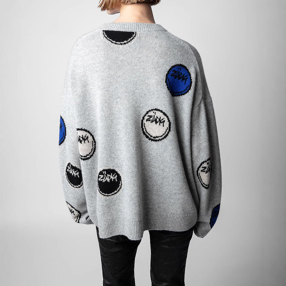 Women's Autumn French Niche Smiling Face Jacquard Sweaters
