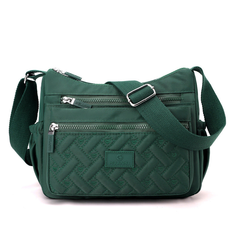 Women's Nylon Fashion Embroidered Large Capacity Multilayer Crossbody Bags