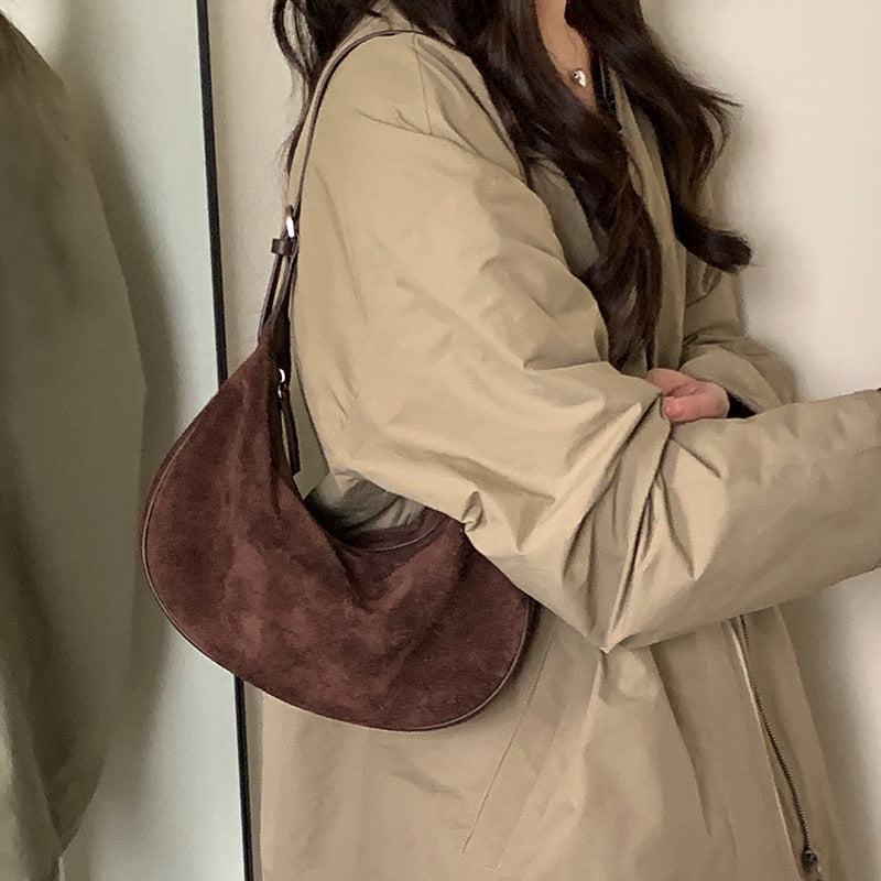 Women's Underarm Retro Style Layer Leather Matte Bags