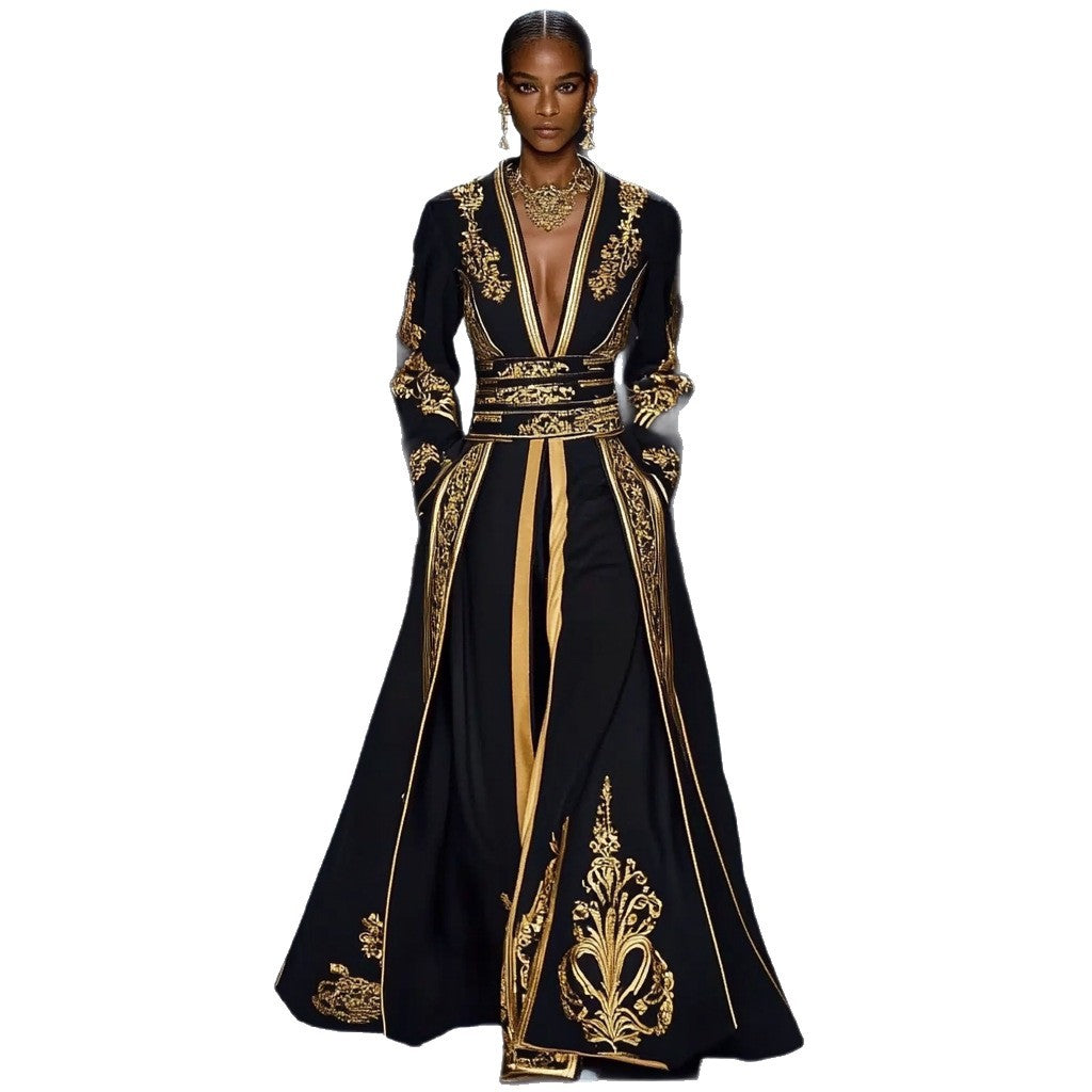 Slouchy Vintage Print Palace Muslim Dress Dresses