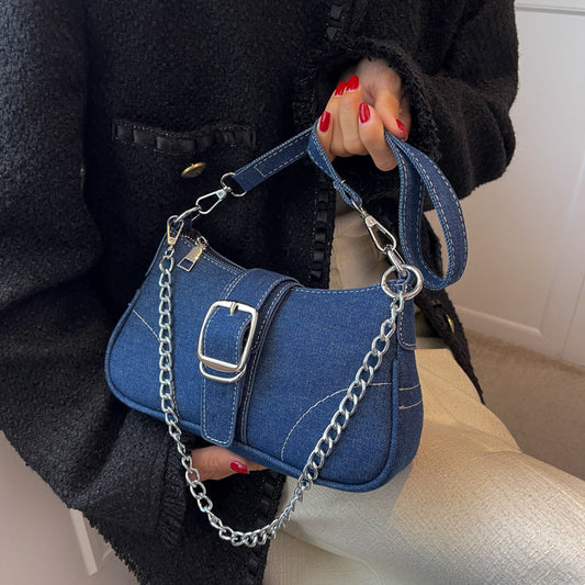 Women's Denim Underarm Fashionable Design Canvas Crossbody Bags