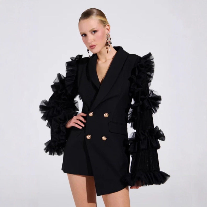 Women's Niche Autumn Three-dimensional Design Temperament Mid-length Blazers