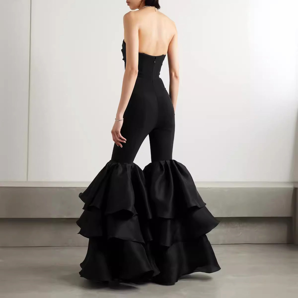 Red Carpet Fashion Personalized Design Ruffled Bell-bottom Jumpsuits